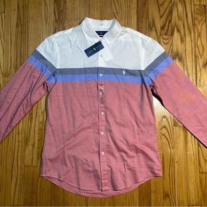 Polo Ralph Lauren Slim Fit Stripe Chambray Red White & Blue new sz Small